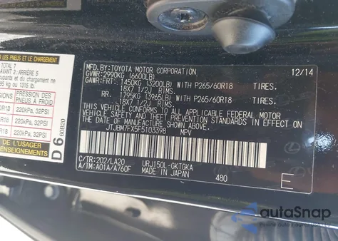 2015 Lexus Gx 460 z USA, uszkodzony, nr VIN JTJBM7FX5F5103398